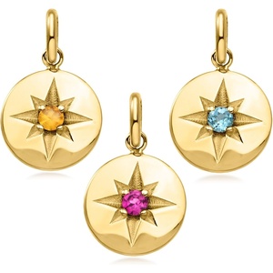 image:imageRossSimons OctoberPink Tourmaline  Italian Birthstone Starburst Charm in 10kt Yellow Gold