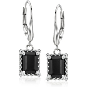 image:imageRossSimons Onyx Drop Earrings With White Topaz in Sterling Silver