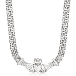 image:imageRossSimons Sterling Silver BismarkLink Claddagh NecklaceNo Gemstone