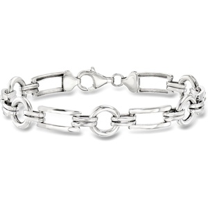 image:imageRossSimons Sterling Silver Rectangular and CircleLink Braceletno gemstone