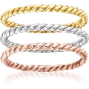 image:imageRossSimons Sterling Silver and 18kt 2Tone Gold Over Sterling Jewelry Set 3 Roped RingsNo Gemstone