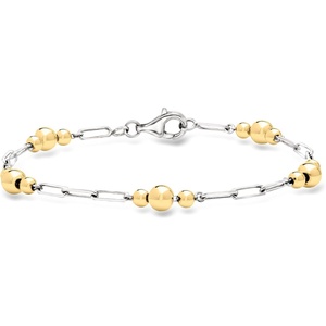 image:imageRossSimons Sterling Silver and 18kt Gold Over Sterling Alternating Paper Clip Link and Bead Station Braceletno gemstone