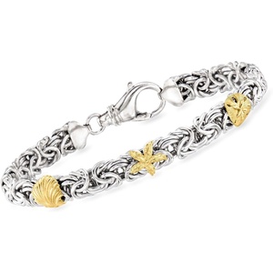 image:imageRossSimons Sterling Silver and 18kt Gold Over Sterling Byzantine Sea Life Station Braceletno gemstone