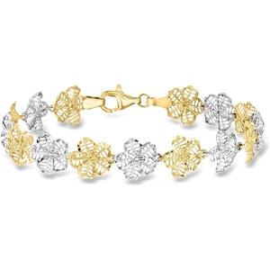 image:imageRossSimons Sterling Silver and 18kt Gold Over Sterling FloralLink Braceletno gemstone