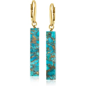 image:imageRossSimons Turquoise Bar Drop Earrings in 18kt Gold Over Sterling