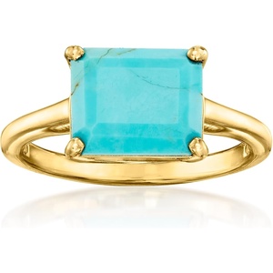 image:imageRossSimons Turquoise EastWest Ring in 18kt Gold Over SterlingCreated Turquoise