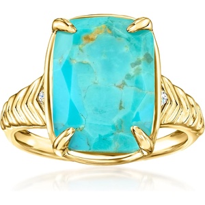 image:imageRossSimons Turquoise Ring With LabGrown Diamonds in 18kt Gold Over SterlingDiamond