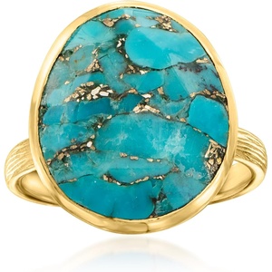 image:imageRossSimons Turquoise Ring in 18kt Gold Over SterlingCreated Turquoise