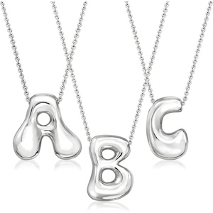 image:imageRossSimons U  Sterling SilverPlated Bubble Letter Initial Necklace 18 inches