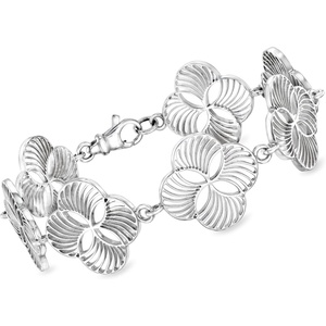 image:imageRossSimons Zina Sterling Silver Quatrefoil FanLink Bracelet 75 inches