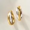image:imagePure Collection by RossSimons Italian 18kt Gold Over Sterling and Sterling Silver DoubleRow Hoop Earrings