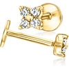 image:imageRossSimons 010 ct tw Diamond Clover FlatBack Stud Earrings in 10kt Yellow Gold