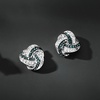 image:imageRossSimons 015 ct tw Blue and White Diamond Love Knot Earrings in Sterling Silver
