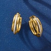 image:imageRossSimons 015 ct tw Diamond TripleHoop Earrings in 18kt Gold Over Sterling