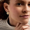 image:imageRossSimons 025 ct tw Diamond FleurDeLis Drop Earrings in 18kt Gold Over Sterling