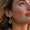 image:imageRossSimons 050 ct tw Diamond DoubleOval Beaded Drop Earrings in 18kt Gold Over Sterling