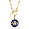 image:imageRossSimons 070 ct tw White Topaz Turquoise and Multicolored Enamel Evil Eye Charm in 18kt Gold Over Sterling