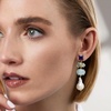 image:imageRossSimons 1213mm Cultured Pearl 1000 ct tw Aquamarine and 650 ct tw Sapphire Drop Earrings With Black Abalone Shell in 18kt Gold Over Sterling