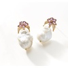 image:imageRossSimons 1215mm Cultured Baroque Pearl and 200 ct tw Amethyst Floral Drop Earrings With 30 ct tw White Topaz in 18kt Gold Over Sterling