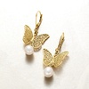 image:imageRossSimons 14kt Yellow GoldPlated Filigree Butterfly Drop Earrings With 885mm Cultured Pearls