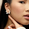 image:imageRossSimons 14kt Yellow GoldPlated Flower Earrings With White and Pink Enamel