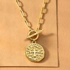 image:imageRossSimons 18kt Gold Over Sterling Replica Etruscan Coin Paper Clip Link Toggle NecklaceNo Gemstone