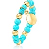 image:imageRossSimons 335mm Turquoise and 10kt Yellow Gold Bead Stretch Ring With Disc CharmCreated Turquoise