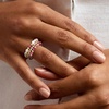image:imageRossSimons 34mm Cultured Pearl and 335mm Pink Tourmaline Bead Jewelry Set 3 Stretch Rings With 10kt Yellow Gold