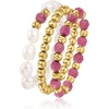 image:imageRossSimons 34mm Cultured Pearl and 335mm Pink Tourmaline Bead Jewelry Set 3 Stretch Rings With 10kt Yellow Gold