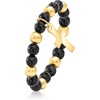 image:imageRossSimons 3mm Onyx and 10kt Yellow Gold Bead Stretch Ring With Cross CharmOnyx