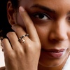 image:imageRossSimons 3mm Onyx and 10kt Yellow Gold Bead Stretch Ring With Cross CharmOnyx