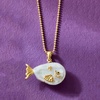 image:imageRossSimons 420mm Cultured Baroque Pearl Fish Pendant Necklace With White Topaz and Single Black Spinel in 18kt Gold Over Sterling16 Inches