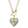 image:imageRossSimons Blue Chalcedony Heart Charm With Multicolored Enamel Daisies in 18kt Gold Over Sterling