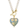 image:imageRossSimons Blue Chalcedony Heart Charm With Multicolored Enamel Daisies in 18kt Gold Over Sterling