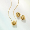 image:imageRossSimons Italian 14kt Yellow Gold Love Knot Jewelry Set Necklace and Stud Earrings 18 inches