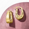 image:imageRossSimons Italian 18kt Yellow Gold Filigree Hoop Earrings