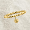 image:imageRossSimons Italian 6mm 18kt Gold Over Sterling Bead Stretch Bracelet With Sunflower Charmno gemstone