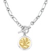 image:imageRossSimons Italian Sterling Silver and 18kt Gold Over Sterling DoubleSided Replica Lira Coin Paper Clip Link Toggle NecklaceNo Gemstone