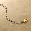image:imageRossSimons Italian Sterling Silver and 18kt Gold Over Sterling Paper Clip Link Padlock Braceletno gemstone