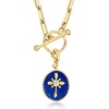 image:imageRossSimons Lapis Cross Charm With Single Swiss Blue Topaz in 18kt Gold Over Sterling