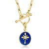 image:imageRossSimons Lapis Cross Charm With Single Swiss Blue Topaz in 18kt Gold Over Sterling