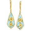 image:imageRossSimons MotherOfPearl and Multicolored Enamel Sunflower Mosaic Drop Earrings in 18kt Gold Over Sterling