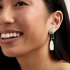 image:imageRossSimons Opal 8x26mm Cultured Baroque Pearl and 1700 ct tw Emerald Drop Earrings in 18kt Gold Over Sterling