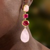 image:imageRossSimons Pink Opal 4980 ct tw Multicolored Quartz and 1400 ct tw Ruby Drop Earrings in 18kt Gold Over Sterling