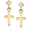image:imagePure Collection by RossSimons 14kt Yellow Gold Cross Earrings With LabGrown Diamonds