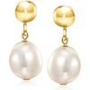 image:imagePure Collection by RossSimons 56mm Cultured Baroque Pearl and 14kt Yellow Gold Bead Drop Earrings