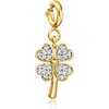 image:imageRossSimons 010 ct tw Diamond 4Leaf Clover Charm in 18kt Gold Over Sterling