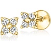 image:imageRossSimons 010 ct tw Diamond Clover FlatBack Stud Earrings in 10kt Yellow Gold
