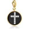 image:imageRossSimons 011 ct tw LabGrown Diamond Cross Charm With Black Agate in 18kt Gold Over Sterling