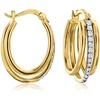 image:imageRossSimons 015 ct tw Diamond TripleHoop Earrings in 18kt Gold Over Sterling